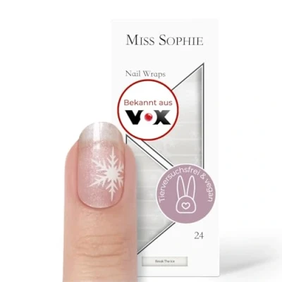 Abbildung von Original Miss Sophie Nagelfolien I 24 ultra dünne Nagellack Streifen Break The Ice Für Finger &amp; Fußnägel Hält auf Natur sowie lackierten, Acryl , Gel Shellac Nägeln