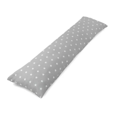 Abbildung von Totsy Baby Seitenschläferkissen 40 x 145 mit Bezug Baumwolle Body Pillow Seitenschlafkissen Komfortkissen Erwachsene Schlafkissen Weiße Sterne auf Grau