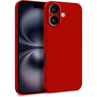 Abbildung von MyGadget Hülle für iPhone 16 Zweilagige Handyhülle mit Kameraschutz Cover Innenfutter &amp; Silikon außen Rot