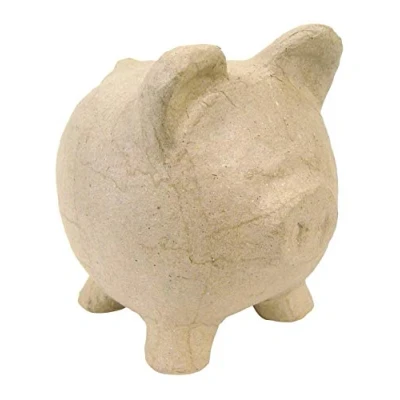 Abbildung von Décopatch AC764C Spardose Schwein aus Pappmaché, 12 x cm, zum Verzieren, perfekt für Ihre Wohndeko, kartonbraun