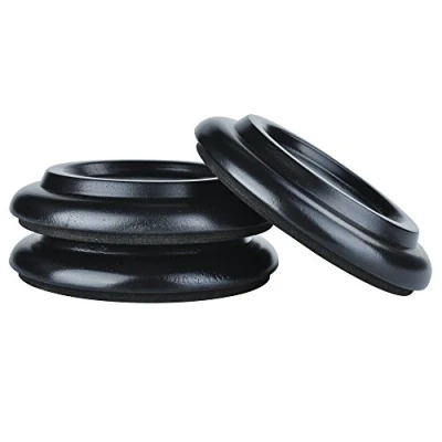 Abbildung von KingPoint Bodenschoner/Untersetzer für Konzertflügel, aus Hartholz, mit Schaumstoff Stoßdämpfer, erhältlich in 6 Farben, 3 teiliges Set Schwarz