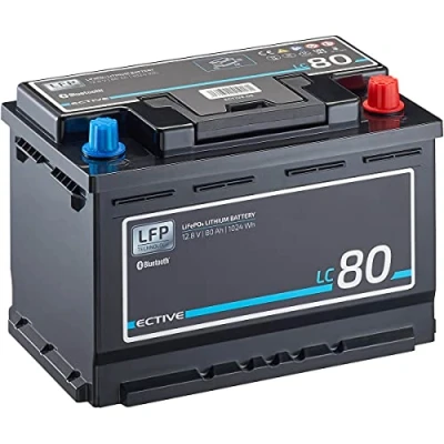 Abbildung von ECTIVE LiFePO4 Batterie LC80L BT 12V, 80Ah, 1024Wh, Bluetooth Lithium Eisenphosphat Versorgungsbatterie, Bootsbatterie, Solarbatterie, Aufbaubaterie für Wohnwagen, Wohnmobil, Camper