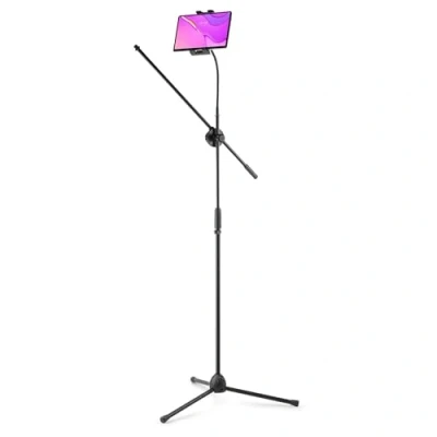 Abbildung von Vonyx MS10TH Verstellbarer Mikrofonständer mit Tablet Halterung, höhenverstellbare Mikrofon Halterung Schwanenhals &amp; 360 Drehung, Ständer, Universal Microphone Stand