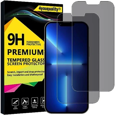 Abbildung von 4youquality Privacy Displayschutzfolie für iPhone 14 Plus &amp; 13 Pro Max (6,7 Zoll), Anti Spionage Hartglasfolie, 2 Stück, [LifetimeSupport] [Anti Spionage] [Stoßfest] Kratzen]