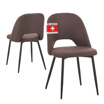 Abbildung von Albatros Esszimmerstühle mit Stoff Bezug 2er Set Silvi, Braun Stilvolles Vintage Design, belastbar 110Kg, SGS geprüfter Polsterstuhl Moderner Küchenstuhl, Stuhl Esszimmer oder Esstisch