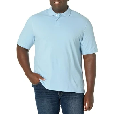 Abbildung von Amazon Essentials Herren Polohemd mit normaler Passform aus Baumwollpiqué (erhältlich in Big &amp; Tall), Hellblau, XXL