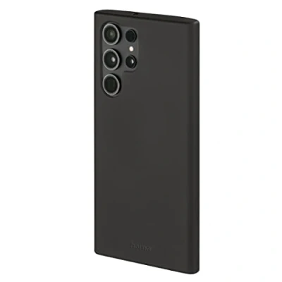 Abbildung von Hama Hülle für Samsung Galaxy S23 Ultra (Handyhülle schützt vor Stößen, Kratzern und Schmutz, Schutzhülle ermöglicht induktives Laden, seidig mattes Case aus TPU mit weichem Innenfutter) schwarz