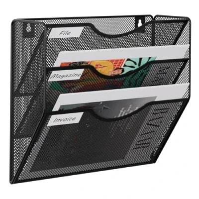 Abbildung von EasyPAG 3 Fächer Metall A4 Zeitschriftenhalter Wand Zeitschriften Wandhalter Aktenablage Dokumentenhalter Hängend Magazin Organizer Flyerhalter Prospektspender,Schwarz