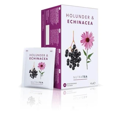 Abbildung von Nutra Tea Holunder &amp; Echinacea Tee Holundertee Immunitätstee Immuntee 20 Teebeutel Kräutertee