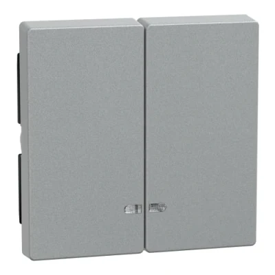 Abbildung von Schneider Electric Merten MEG3420 0460 Doppelwippe Schalter mit Kontrollfenster, Aluminium, System M