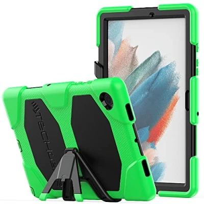 Abbildung von TECHGEAR G Shock Hülle Kompatibel mit Samsung Galaxy Tab A8 10.5 2021 (SM X200/SM X205) Stoßfest Robuste Schutzhülle abnehmbaren Ständer &amp; eingebauter Bildschirm Schule, Kids, Bauherr Grün