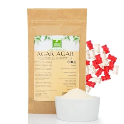 Abbildung von Agar 100g von der Grünen Essenz Natürliches Pflanzliches Veganes Geliermittel Pulver Gelatine Ersatz als Verdickungsmittel Vegane ohne Schweinefleisch (100 Gramm)