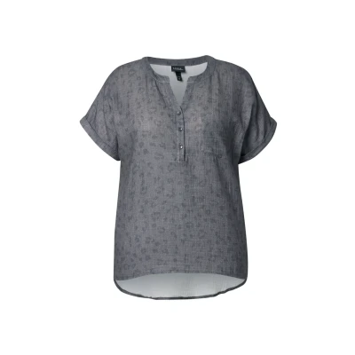 Abbildung von Ulla Popken Short Sleeve Bluse, Damen, Größe: 42/44, Graphite grey