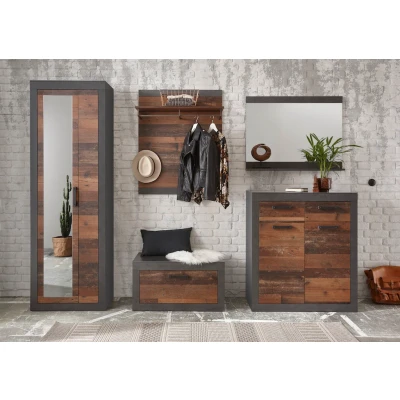 Abbildung von Home affaire Garderoben Set &quot;BROOKLYN&quot;, (Komplett Set, 5 St., bestehend aus Garderobenschrank mit Spiegel, Kommode, Spiegel etc.)