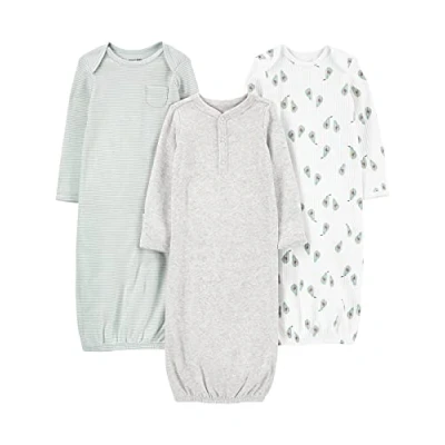 Abbildung von Simple Joys by Carter&#039;s Unisex Baby 3 Pack Neutral Cotton Sleeper Gown Tragbare Decke, Avocados/Heide/Streifen, 0 Monate (3er Pack)