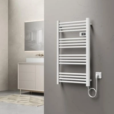 Abbildung von pro.tec Elektrischer Handtuchheizkörper Follo Badheizkörper 500 W mit Timer Funktion Handtuchwärmer Thermostat 96 x 54 cm Handtuchheizung inkl. Touchscreen Badheizung Weiß