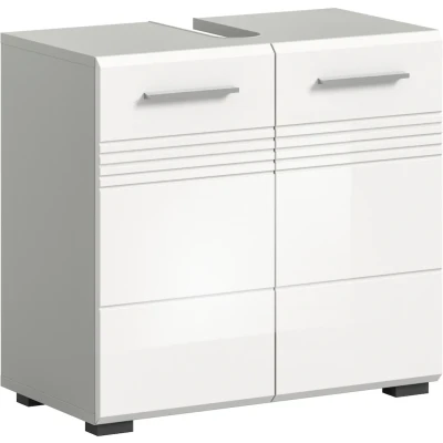 Abbildung von welltime Waschbeckenunterschrank &quot;Calcio, Breite 60 cm, 2 Türen, 1 Einlegeboden, geteilte Rückwand&quot;, MDF Front, Badschrank, Bad Möbel, Badezimmer
