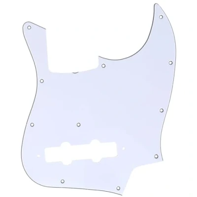 Abbildung von Musiclily Pro 11 Löcher J Bass Pickguard Style Bässe Schlagbrett für MIJ Fender Japan 4 Saiter Jazz Bass,3 lagig Weiß