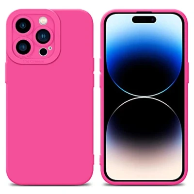 Abbildung von Cadorabo Hülle kompatibel mit Apple iPhone 14 PRO Schutzhülle TPU Silikon Case Liquid Design Kameraschutz Slim Kratzfest Weiche Gummi Rundumschutz für in Pink