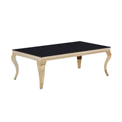 Abbildung von HOOZ Couchtisch 115x65cm Goldoptik &amp; Glas schwarz (Wohnzimmertisch, mit Montageanleitung), dezentem Facettenschliff
