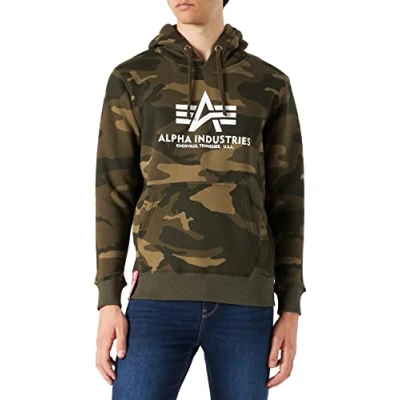 Abbildung von Alpha Industries camo Kapuzenpullover Olive camo, Herren, Größe: Small,