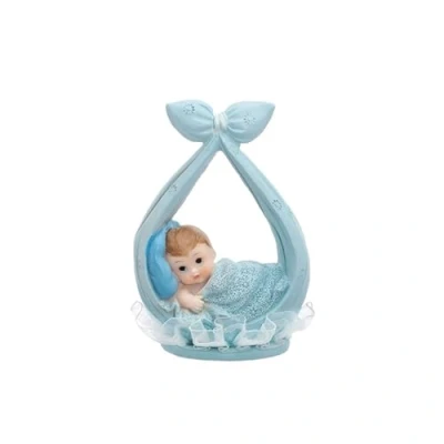 Abbildung von partydeco Tortenstecker, Tortenfigur Baby 11cm Junge im Tragetuch Hellblau