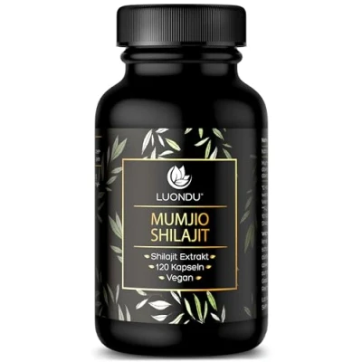 Abbildung von Mumijo Shilajit Kapseln, hochdosiert 1000mg pro Tagesdosis, das Original aus dem Himalaya, 120 vegan &amp; laborgeprüft Luondu®