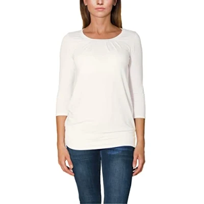 Abbildung von Alkato Damen Viskose Shirt 3/4 Arm Longshirt Top, Farbe: Perlenweiß, Größe: XL