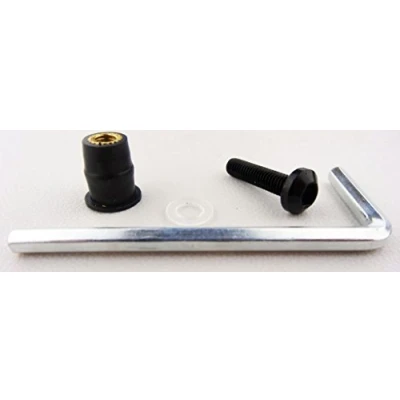 Abbildung von 10er Set eloxierte Motorrad Aluminium Schrauben Innensechskant Linsenkopf mit Gummi schwarz Unterlegscheiben und gummigelagerte Kontermutter M5 x25