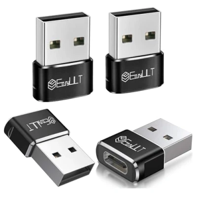 Abbildung von EasyULT USB C Buchse auf Stecker Adapter, 4 Stück A Typ Adapter für iPhone 15/14/13 Pro Max, Pad Mini/Air, Samsung Galaxy S23/S22/S21(Schwarz)