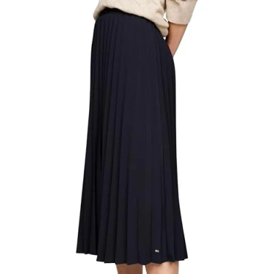 Abbildung von Tommy Hilfiger Pleated MIDI Skirt Faltenrock, Damen, Größe: 40, Desert sky