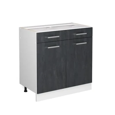 Abbildung von Vicco Küchenunterschrank R Line, Schwarz Beton/Weiß, 80 cm ohne Arbeitsplatte