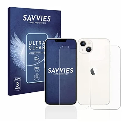 Abbildung von Savvies 6 Stück Schutzfolie für Apple iPhone 13 (Display+Rückseite) Displayschutz Folie Ultra Transparent