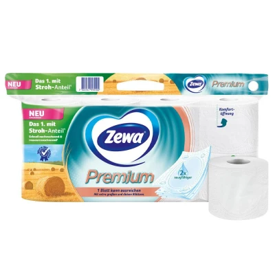 Abbildung von ZEWA Toilettenpapier Premium (8 St), 5 lagig, extra große Blätter, Papier mit Strohanteil, 110 Blatt/Rolle
