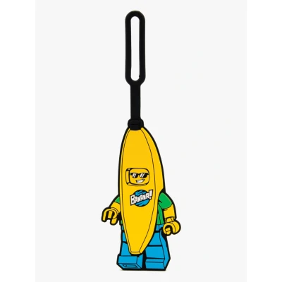 Abbildung von IQ Lego Banana Guy Silikon Gepäckanhänger für Reisen, Koffer, Rucksack Bananen Typ, ungiftig und geruchlos, mit beschreibbarer Oberfläche auf der Rückseite zur Identifizierung des Ausweises.
