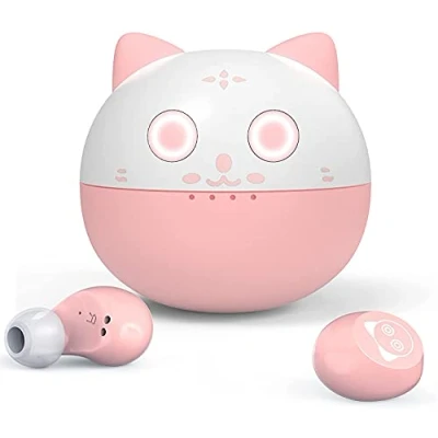 Abbildung von AMAFACE Bluetooth Kopfhörer rosa Kabellose für Mädchen Kinder Damen,36 Std Wiedergabe, IPX5 wasserdicht, LED Display, Wireless,HiFi Stereo In Ear iPhone Android