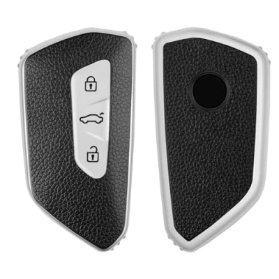 Abbildung von kwmobile Autoschlüssel Hülle kompatibel mit VW Golf 8 3 Tasten Schlüsselhülle Cover Silber Schwarz