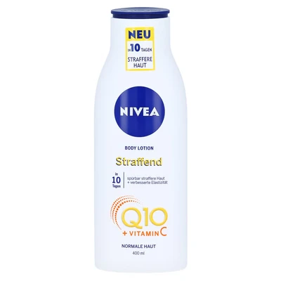 Abbildung von NIVEA Q10 Body Lotion Straffende, für straffere Haut &amp; verbesserte Elastizität in 10 Tagen, Körpercreme mit 99,5% purem Q10, Vitamin C angenehmen Orangenduft (400 ml)