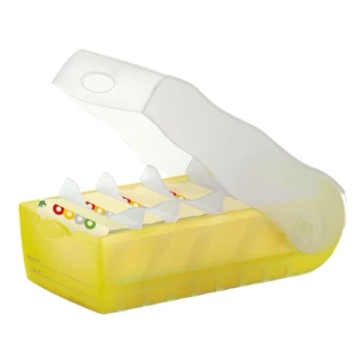 Abbildung von HAN Lernkarteibox CROCO, einfach Vokabeln lernen mit 5 Fächer Lernsystem, DIN A8 Karteikasten für 500 Karten, inkl. Stützplatten + 100 Lernkarten, Karteibox, Lernbox, 998 653, transluzent / gelb