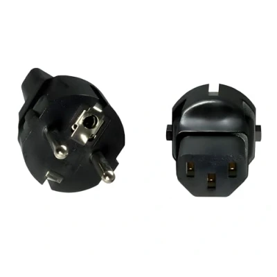 Abbildung von DINIC Stromadapter, Netzadapter Schutzkontaktstecker CEE 7/7 auf C13 Kaltgeräte Stecker, Schuko Adapter (1 Stück, schwarz)