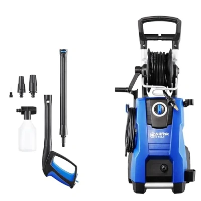 Abbildung von Nilfisk E 145.4 Bar Hochdruckreiniger + Schaumsprüher Pressure Washer für die Reinigung von Außenbereichen und Autowäsche (2100 W), Blau