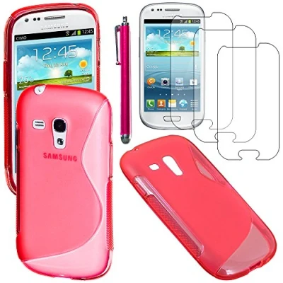 Abbildung von ebestStar kompatibel mit Samsung Galaxy S3 Mini Hülle GT i8190, i8190N Flex Silikongel Handyhülle, Klar TPU Schutzhülle, S line + Stift +3 Kunststofffolies, Pink