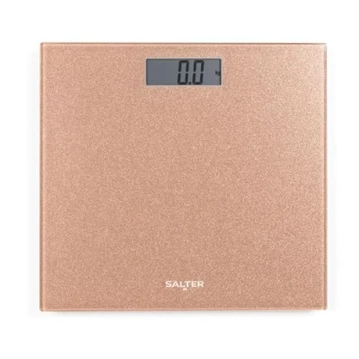 Abbildung von Salter 9037 RGGL3R Digitale Badezimmerwaage Elektronische Körpergewichtswaage, Plattform Aus Gehärtetem Glas, Leicht Lesbar, Sofortige Gewichtsmessung, 180kg Kapazität, Rosengold Glitzer