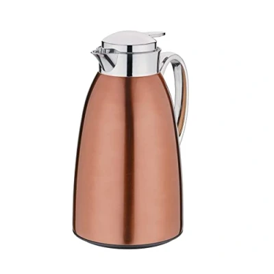 Abbildung von Cilio Venezia Isolierkanne mit Schraubverschluss praktischer Easy Touch Taste, Farbe: kupferrot, Material: Edelstahl satiniert, Inhalt: 1l, Maße: Durchmesser: 14 cm, Höhe 27 544428