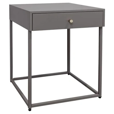 Abbildung von osoltus Nachttisch grau Metall Beistelltisch Soft Close Schublade Industriedesign Cube Grey Series