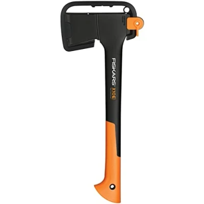 Abbildung von Fiskars Universalaxt, Inklusive Klingen und Transportschutz, Länge 44 cm, Antihaftbeschichtet, Hochwertige Stahl Klinge/Glasfaserverstärkter Kunststoff Stiel, Schwarz/Orange, X10 S, 1015619