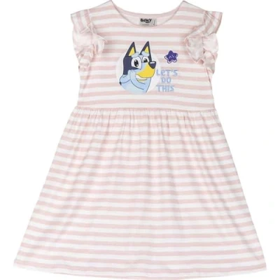 Abbildung von CERDÁ LIFE&#039;S LITTLE MOMENTS Bluey Kinderkleid Rosa und Weiß Größe 2 Jahre Kleid für Mädchen Hergestellt aus 100% Baumwolle 145 g/qm Druck Original Produkt entworfen in Spanien