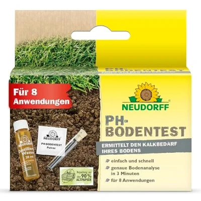 Abbildung von Neudorff Bodentest pH Bodentester für 8 Anwendungen, zur einfachen und schnellen Ermittlung des Wertes von Kulturböden Kalkbedarfs, Tester Erde mit beiliegender Tabelle Kalkbedarfs