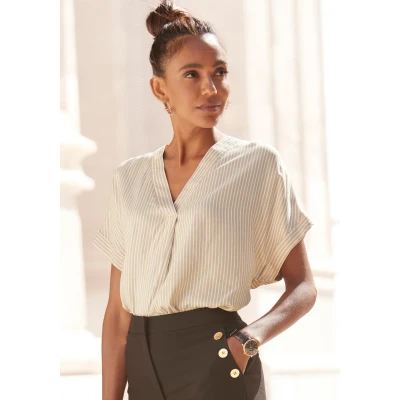 Abbildung von Lascana Bluse, Damen, Größe: 32/34, Sand weiß gestreift