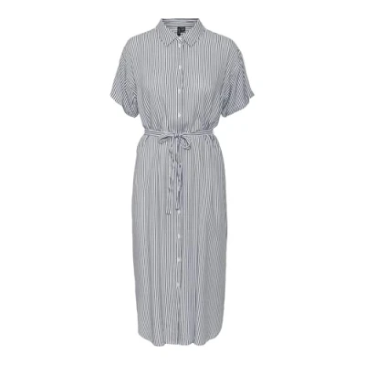 Abbildung von Vero Moda Bumpy SS CALF Blusenkleid, Damen, Größe: Large, Snow white/india ink